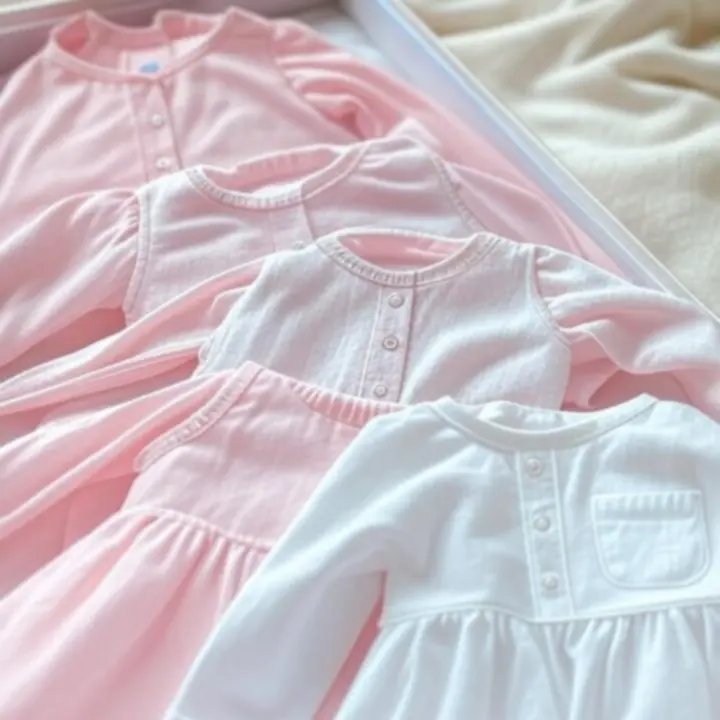 Elegancko zapakowany zestaw prezentowy z ubrankami dla niemowlęcia