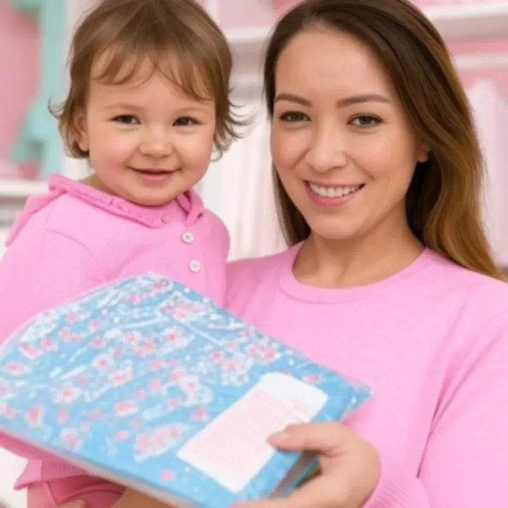 Rodzice dzielący się opiniami o ubrankach dziecięcych