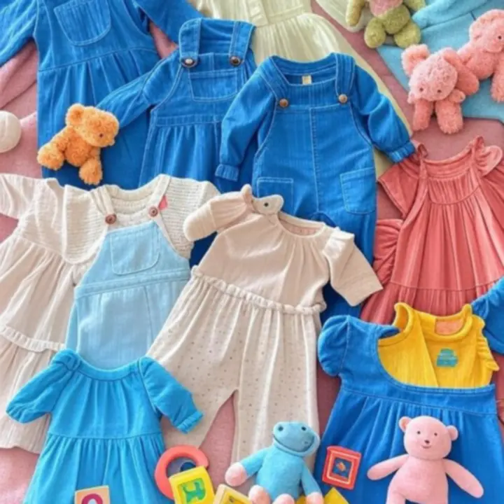 Zestaw bestsellerowych ubranek dla maluchów na wieszaku